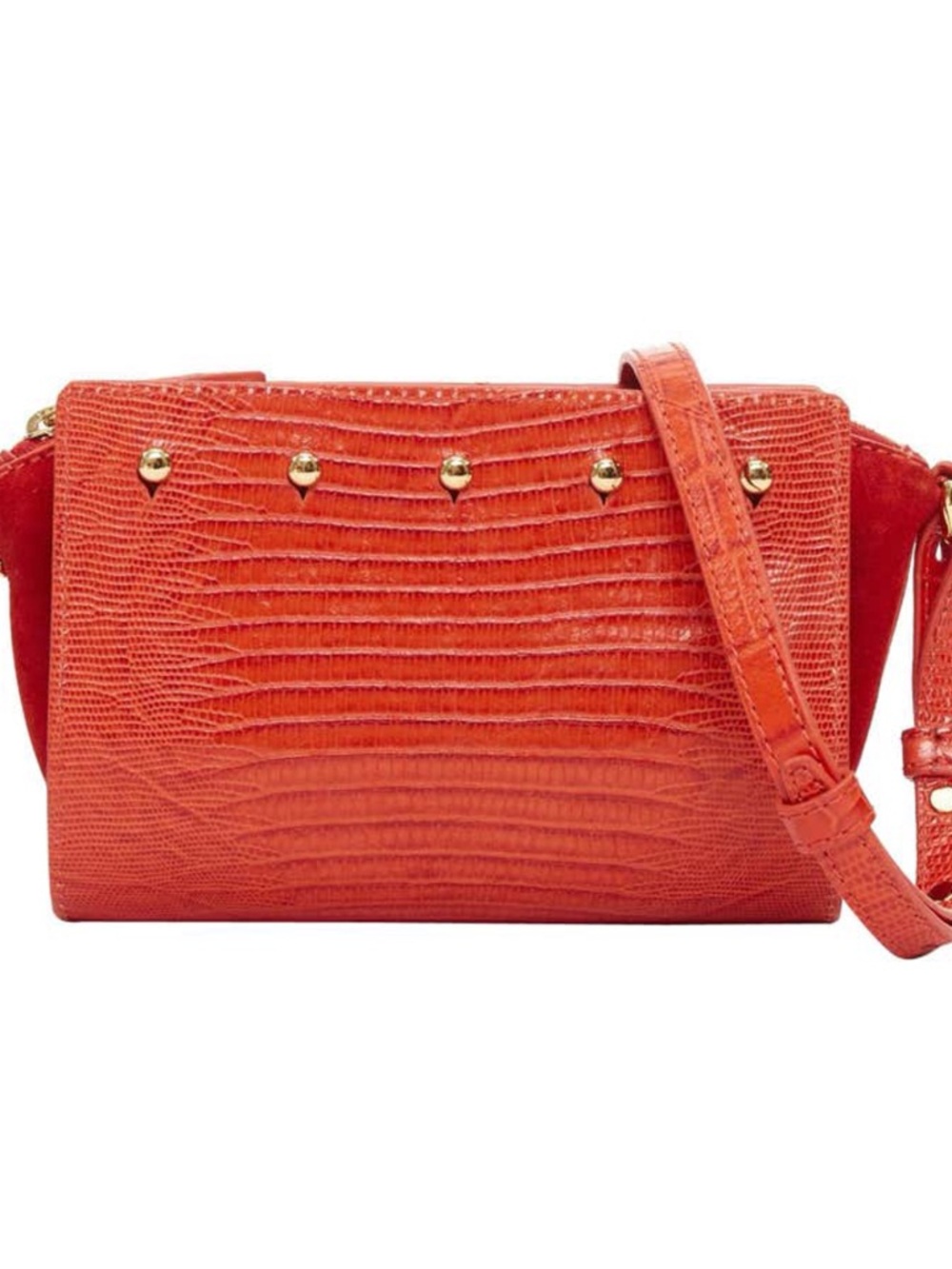 $795 Alexander Wang Pelican Sling Red Croc-embossed Leather Crossbody Bag